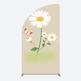 Lofaris Butterfly And Daisy Floral Birthday Half Moon Arch Backdrop